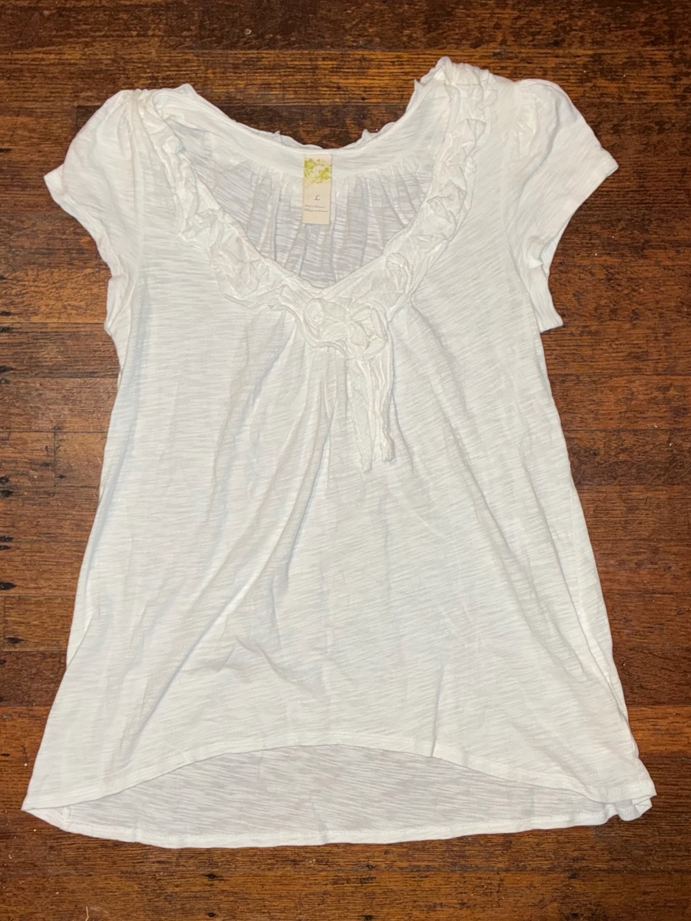C. Keer Vintage Anthropologie White Slub Cotton Tee